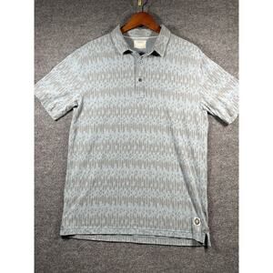 Linksoul Polo Men's L Blue/Black Geometric Short Sleeve 1/4 Button Golf/Outdoor